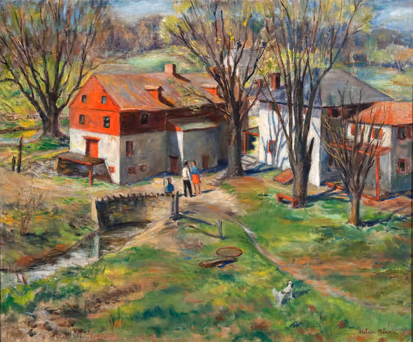 Helen Mann: Farm in Spring (Undated) Oil on canvas