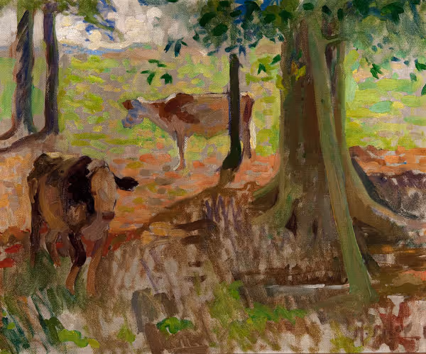 Two Cows in Woods