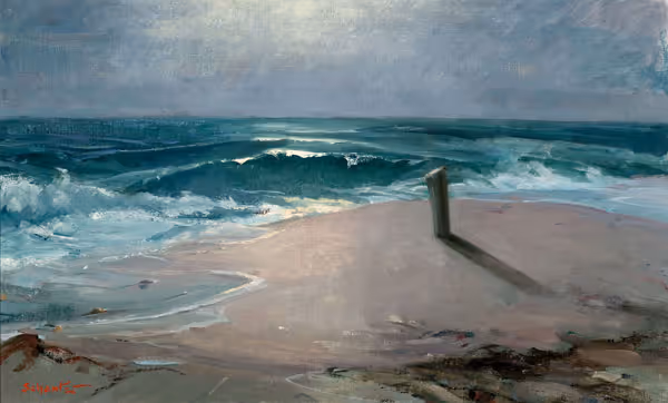 Frances Kratz Schantz: Early Moon (Undated) Oil on canvas