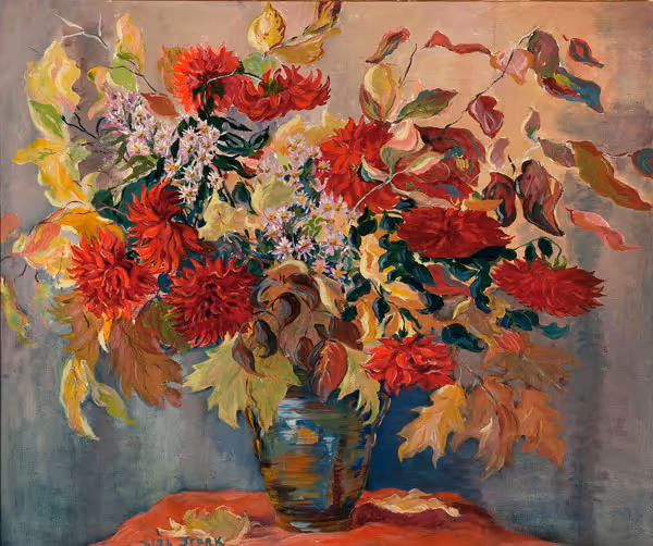 Elizabeth P. Stork: Autumn Bouquet (Undated) Oil on canvas