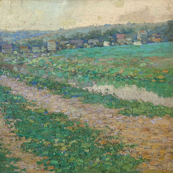 Charles S. Corson: Along the Canal (Date unknown) Oil on canvas