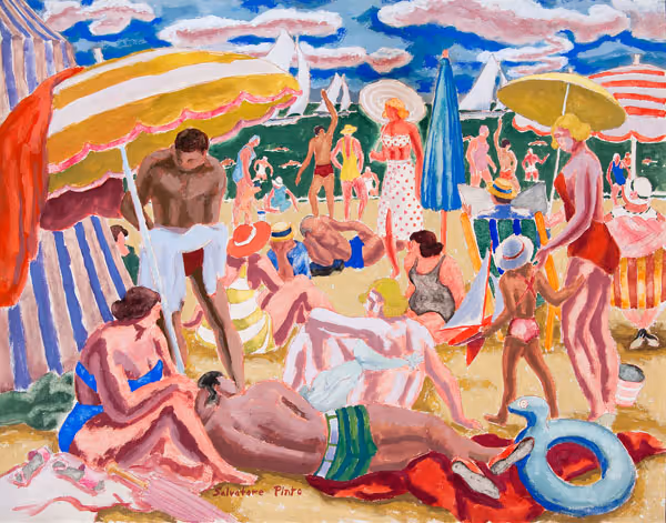 Crowded Beach Scene