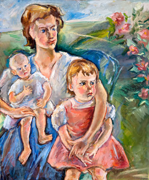 [Portrait of the artist's daughter, Leslie Paul Symington, with Leith and Betty]