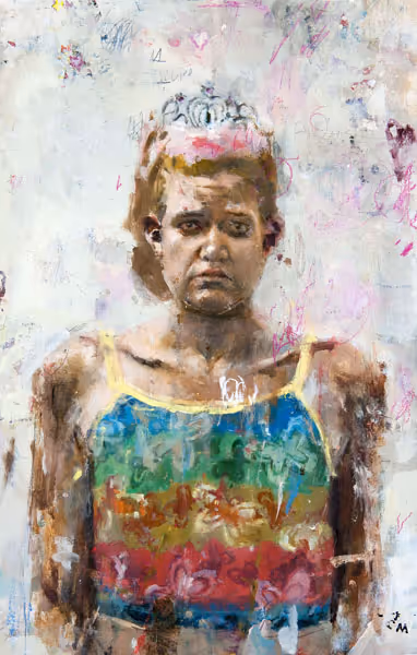 Catherine Mulligan: Self-Portrait with Tiara (2011) Oil with pencil on Mylar board