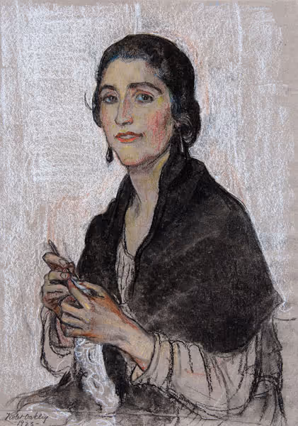 Untitled [Portrait of a Woman Crocheting]