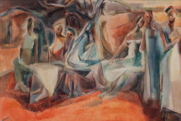 Filomena Dellaripa: Mexican Mural (Undated) Watercolor on paper