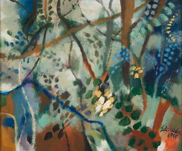 Reinhold Edelschein: Shadow Rhythm (1998) Acrylic on Board