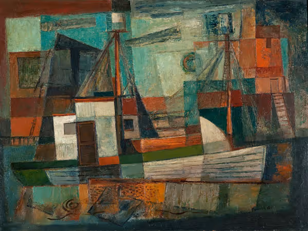 Frederick Gill: Fisherman's Warf (Undated) Oil on canvas