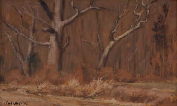 Carl D. Laughlin: Trees and Tall Grass (Undated) Oil on canvas