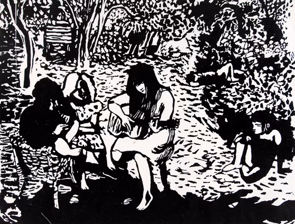 Untitled (young girls in garden)