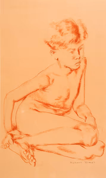 Robert Riggs: Seated Nude (Undated) Sanguine drawing
