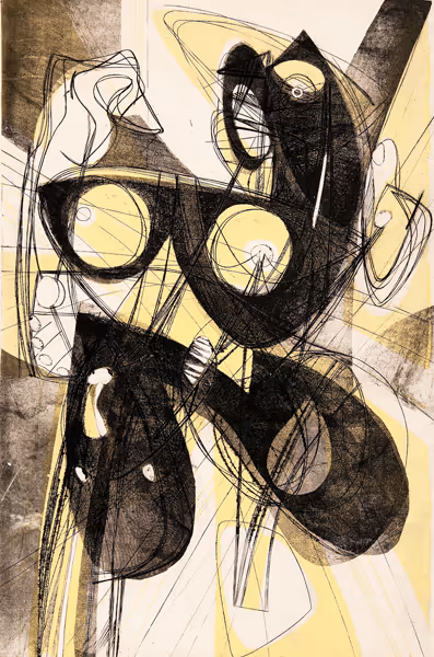 Stanley William Hayter: Ceres (1948) Engraving, soft ground etching, gauffrage, and screenprint