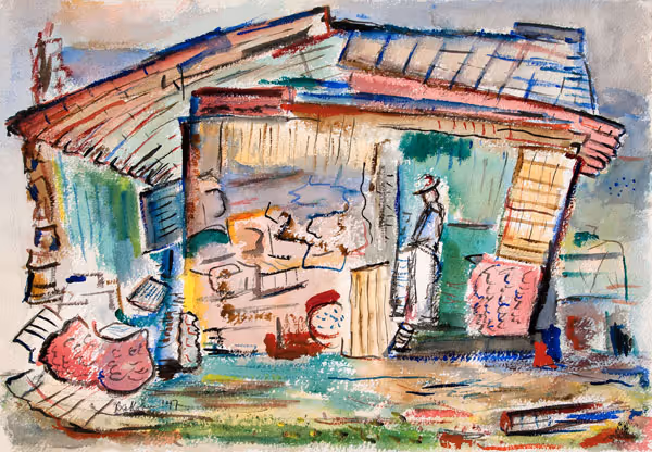 Bernard A. Kohn: The Birches (Undated) Watercolor on paper