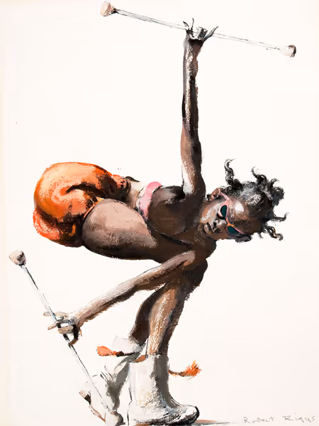 Robert Riggs: Baton Twirler (1930s or 1940s) Gouache on laid paper