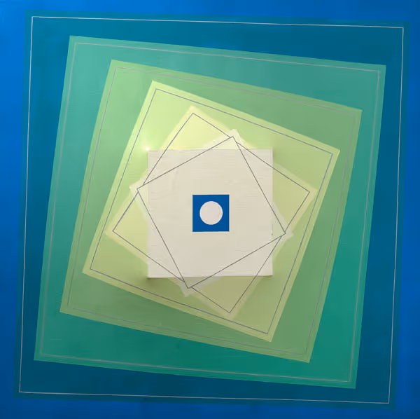 Revolving Square-Blue to Yellow Green