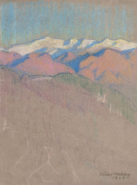 Violet Oakley: Untitled, (mountain landscape) (Undated) Pastel on laid paper