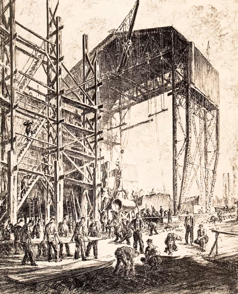 Herbert Pullinger: The Gantry (1919) Lithography