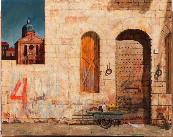 White Façade with Cart