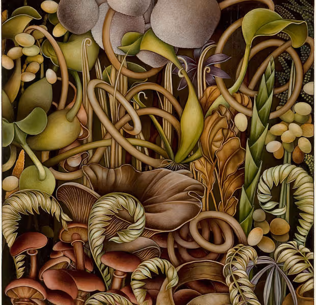 Csilla Sadloch: Spires (2002) Oil on canvas