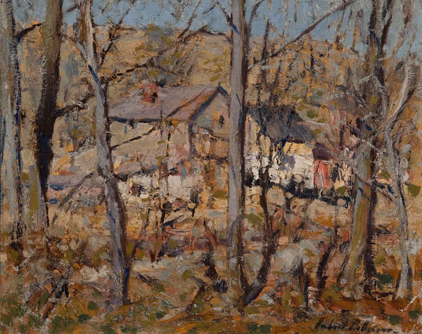 Herbert Pullinger: Frog Hollow From Edge of Rodger's Woods (Undated) Oil on canvas on board