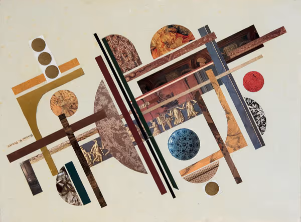 Bernard Petlock: Papier Colle (Undated) Offset lithograph on painted canvas on board