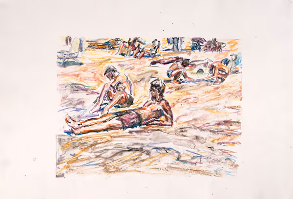 [Two Male Bathers on Beach]