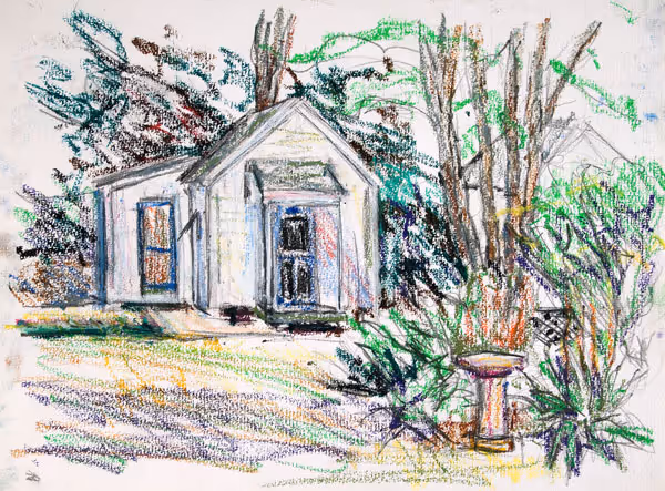 [House with Bird Bath]