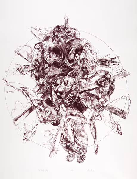 Jacob Landau: The Ninth Circle (1975) Lithography