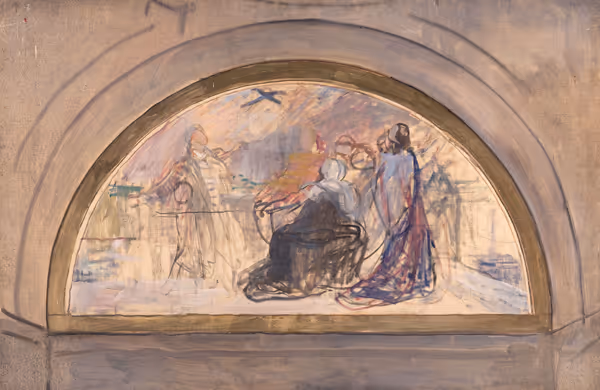 Violet Oakley: Study for Yarnall House lunette (Undated) Oil on canvas