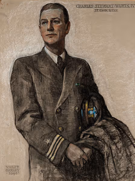 Violet Oakley: Charles Stewart Wurts IV (1946) Charcoal, sanguine, and white chalk on gray paper