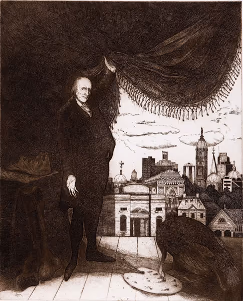 Peter Paone: Peale's Philadelphia (Undated) Etching