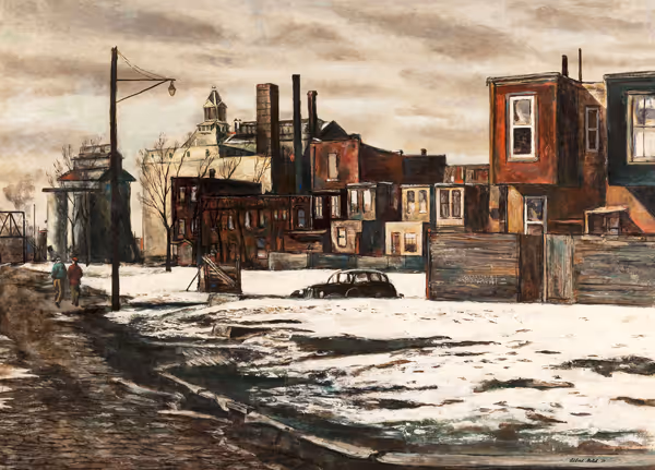 Albert Gold: First Snow (Undated) Oil on masonite