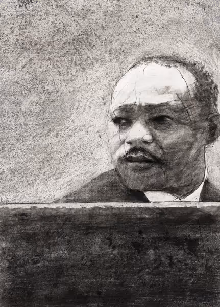 Man Looking over a Wall