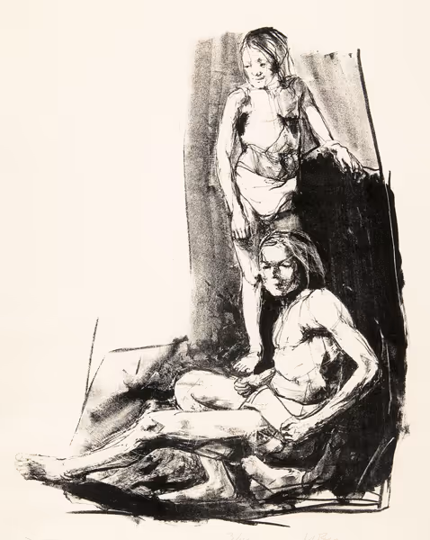 Charles Wells: Two Figures from R and R (1960s-1970s) Lithography