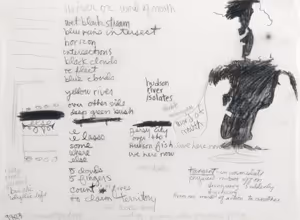 Suzanne McClelland: Notes for Horizon Dividing Elsewhere () Graphite on vellum