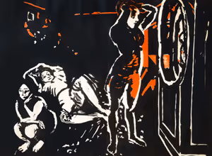 Looking in Mirror with Two Children