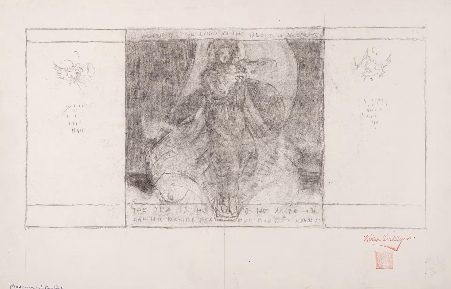 Composition sketch for "Madonna of the Ship" World War II portable altarpiece, for USS Nashville