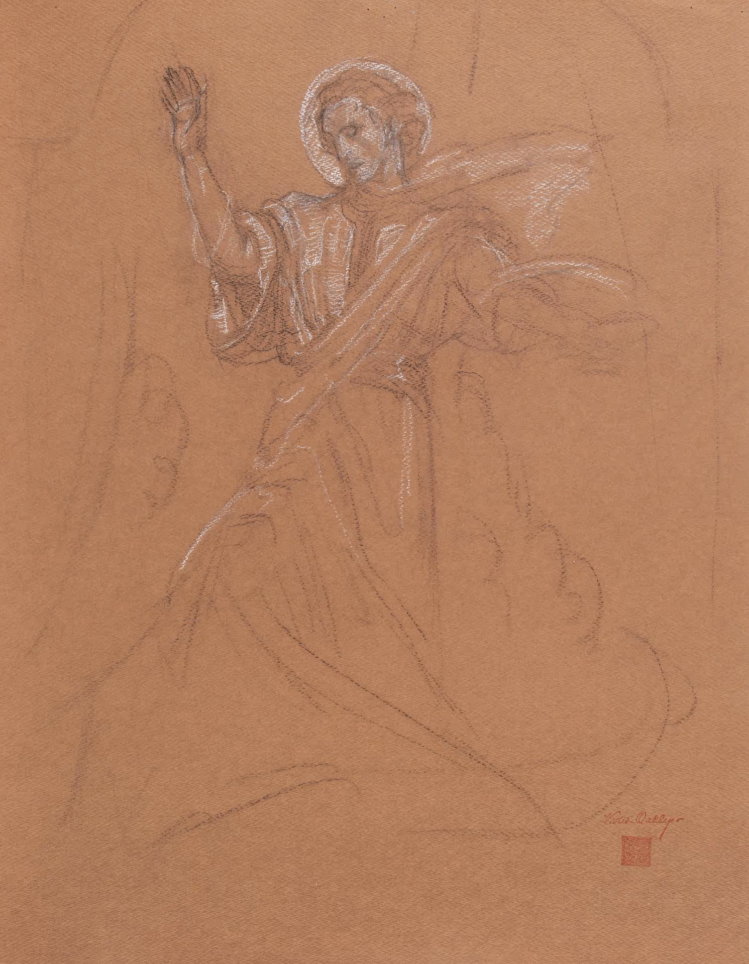 Study for "Christ Stilling the Storm" World War II portable altarpiece, for USS Seattle; USS Langley; USS Massachusetts; USS Piedmont; and United States Merchant Marine Academy