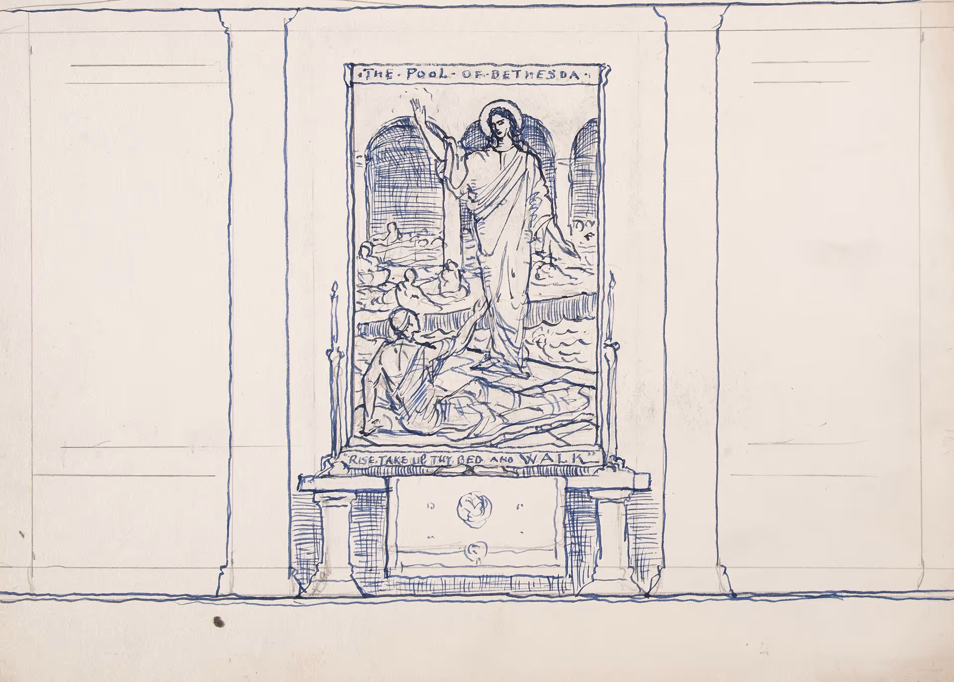 Composition study for "Christ at the Pool of Bethesda" World War II portable altarpiece, for Naval Medical Centre Bethesda, Maryland