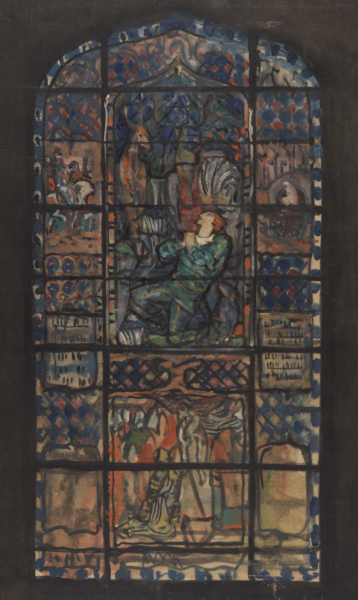 "Vision of Saint Hubert in the Wood" Stained Glass Window