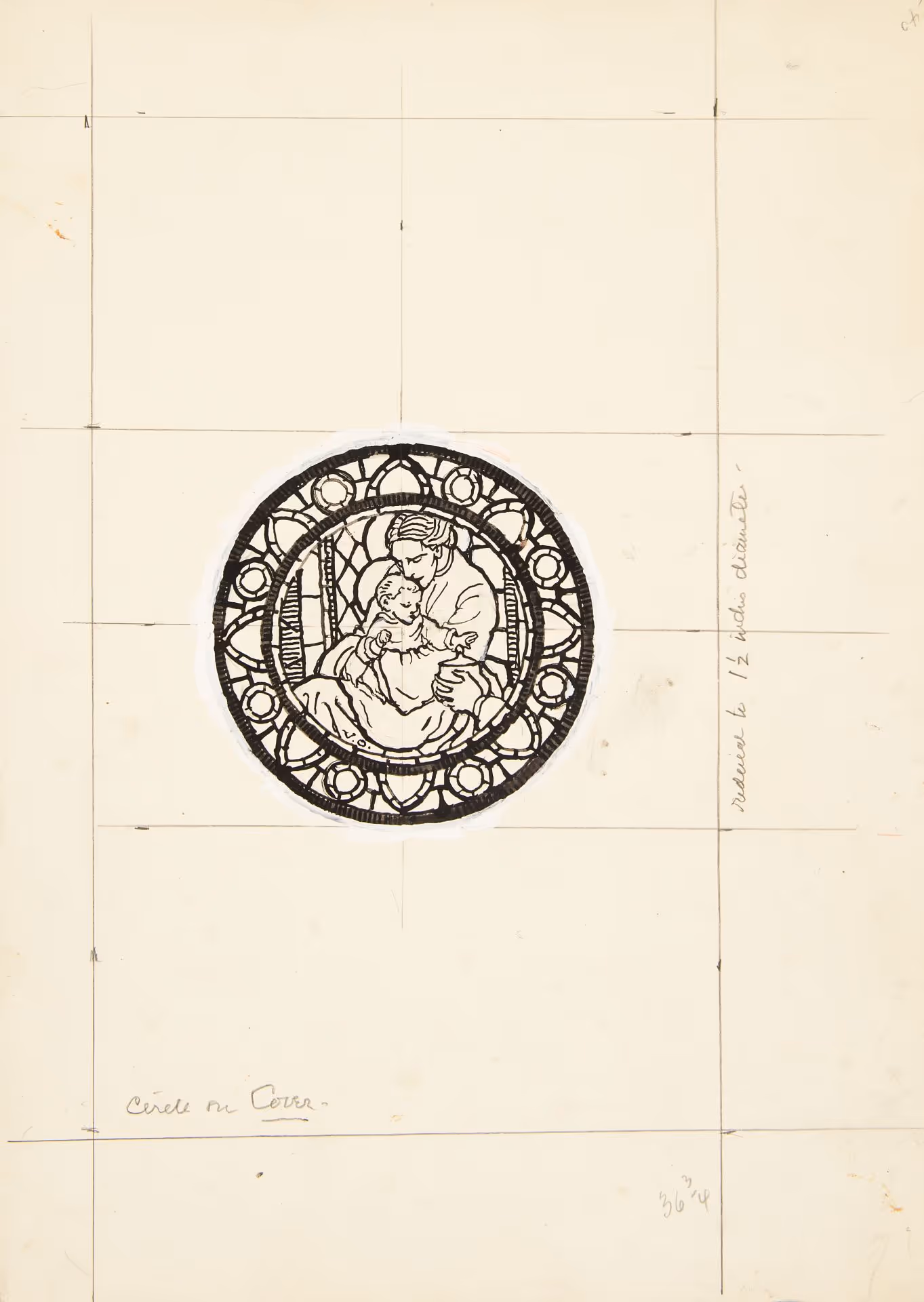 Illustration study of Cover and Page [59] "Rose Window" for Cathedral of Compassion: Dramatic Outline of the Life of Jane Addams 1860-1935 [Philadelphia, 1955]