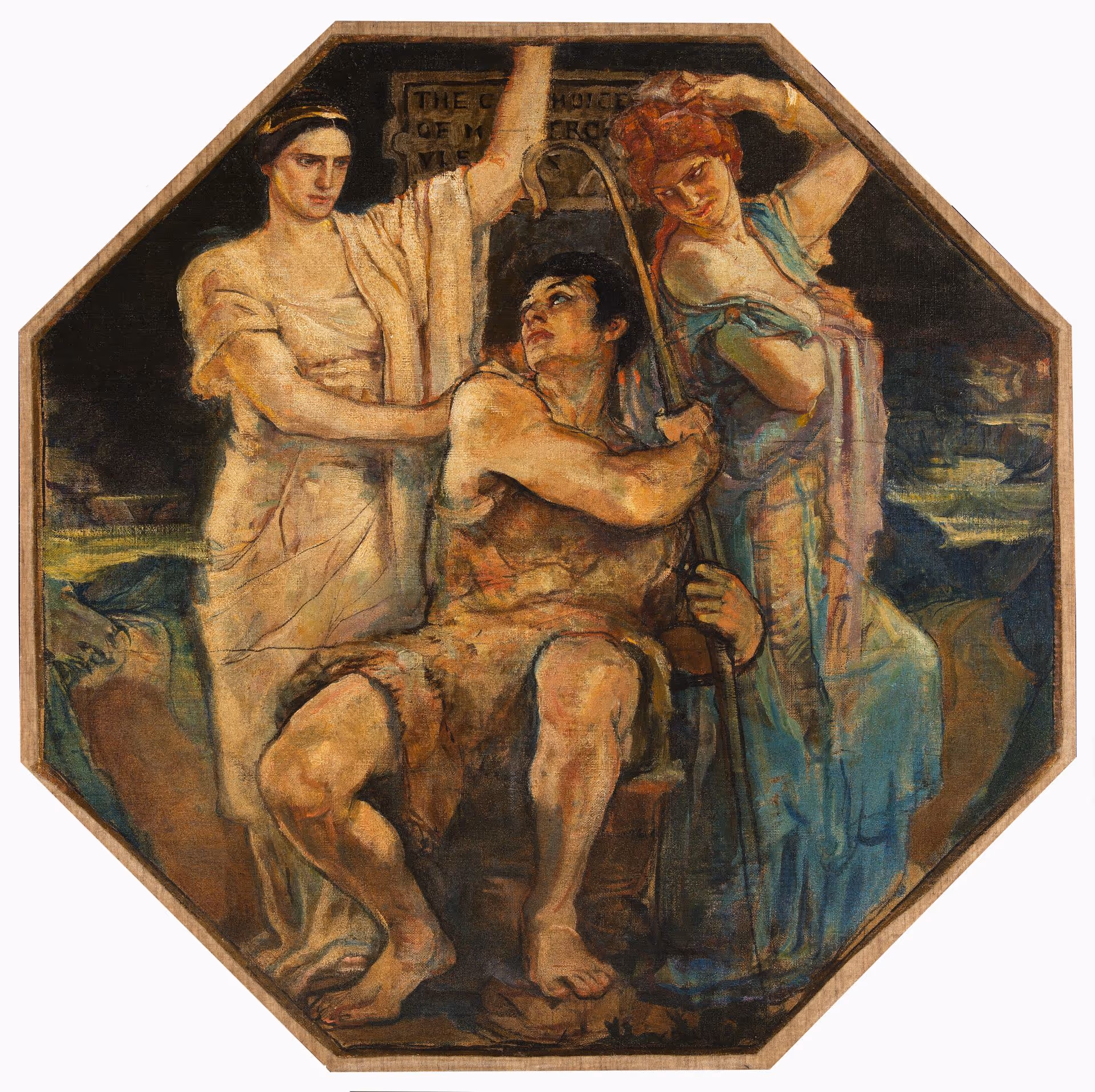 "The Choice of Hercules" octagonal, from the mural series "The Building of the House of Wisdom," Charlton Yarnall House