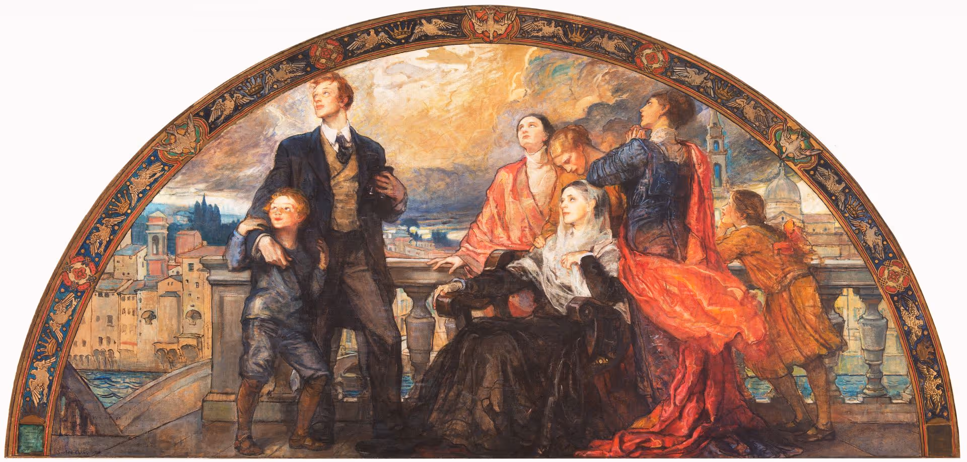 "Man and Science" lunette, from the mural series "The Building of the House of Wisdom," Charlton Yarnall House