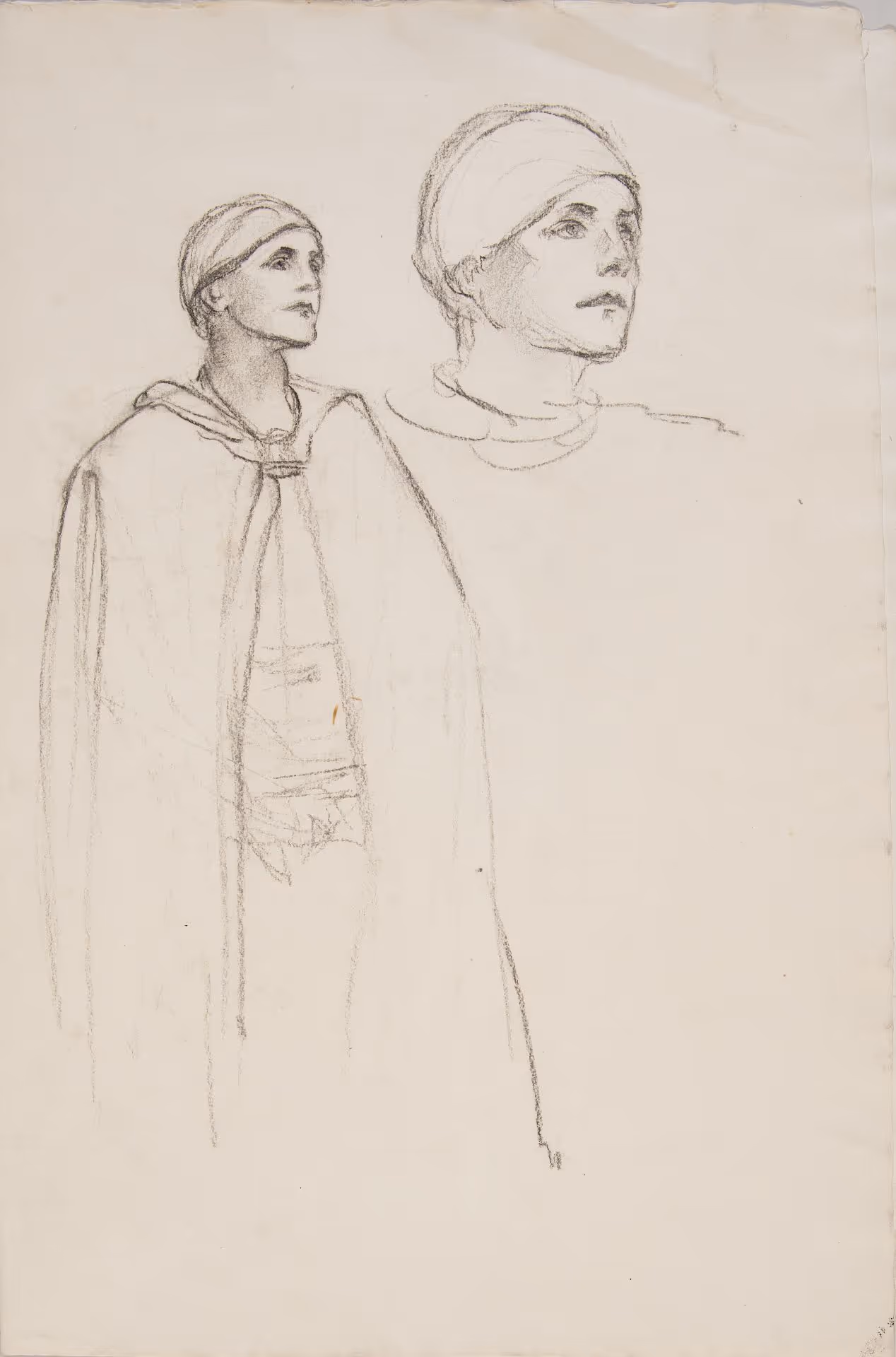 Cover illustration details, 3/4 view and head, of woman in cape and headscarf for Christian Science Sentinel (June 10, 1934)