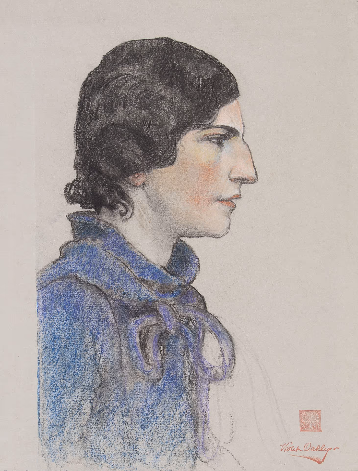 Portrait study of Madam Marta Hakimi (née Szostakowski), wife of Abolhassan Hakimi, member of League of Nations Secretariat from Persia
