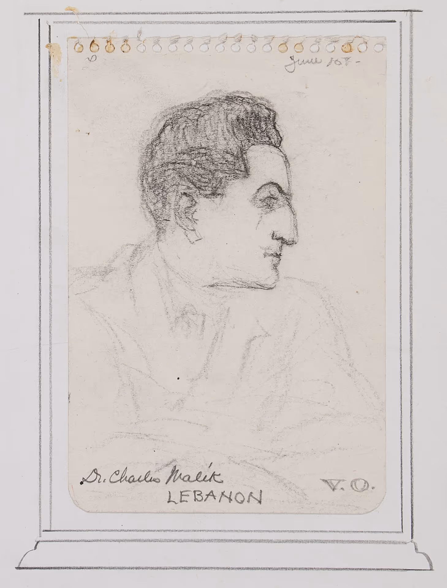 Portrait study of Charles Malik, representative of Lebanon to the United Nations