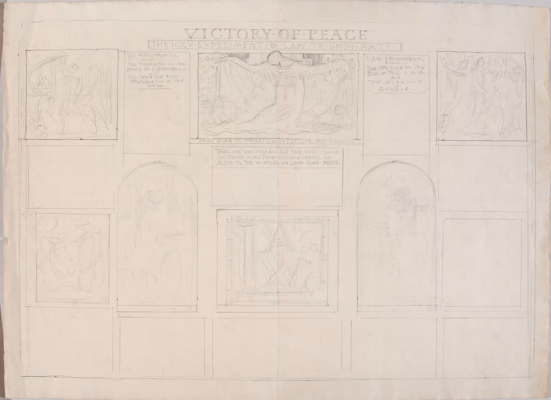 Composition study for mural panels, Senate Chamber, Pennsylvania State Capitol