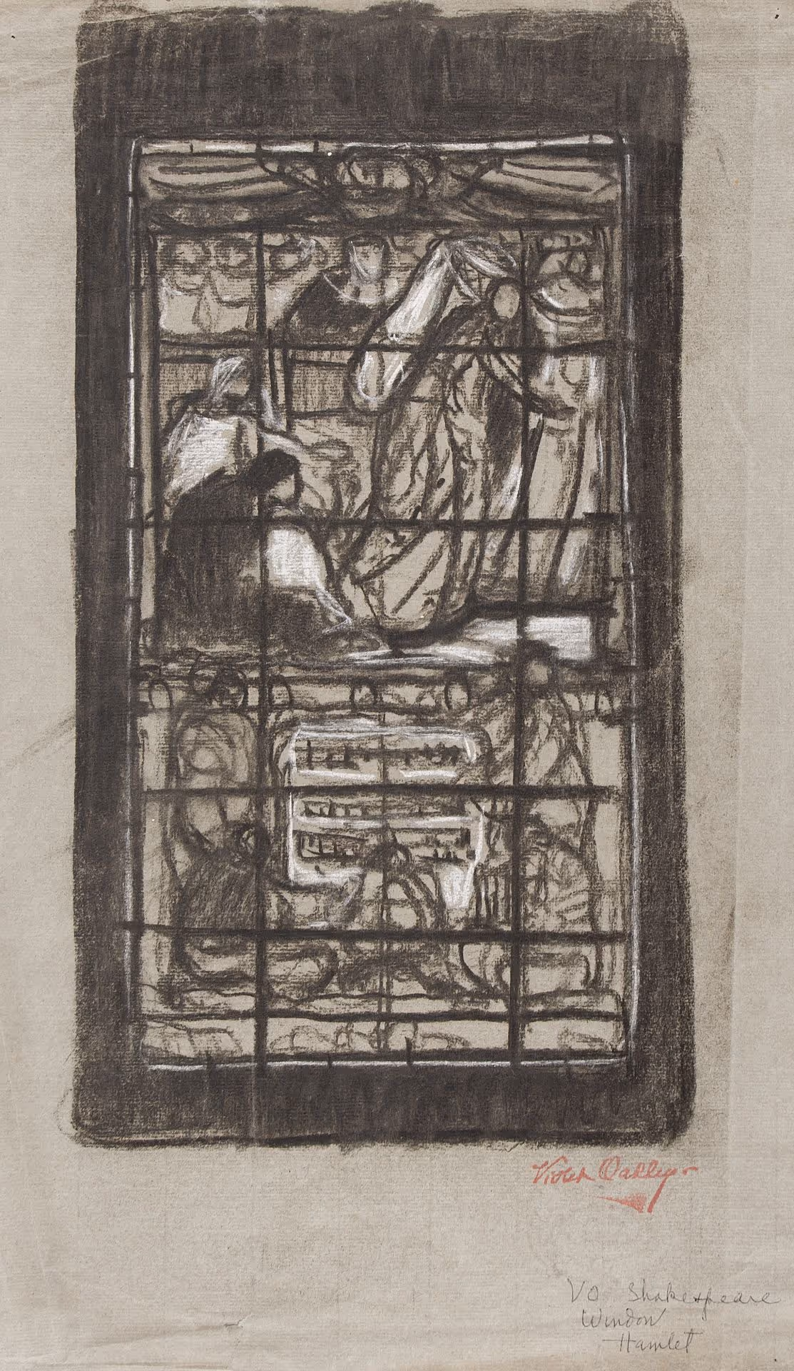 Composition study for "Hamlet" stained glass window, Henry C. Gibson House