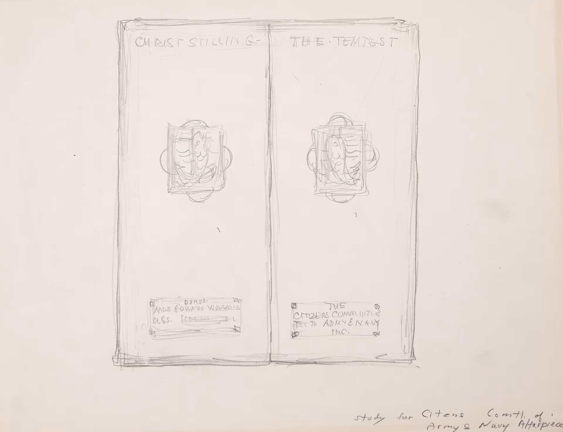 Study for "Christ Stilling the Storm" World War II portable altarpiece, for USS Seattle; USS Langley; USS Massachusetts; USS Piedmont; and United States Merchant Marine Academy
