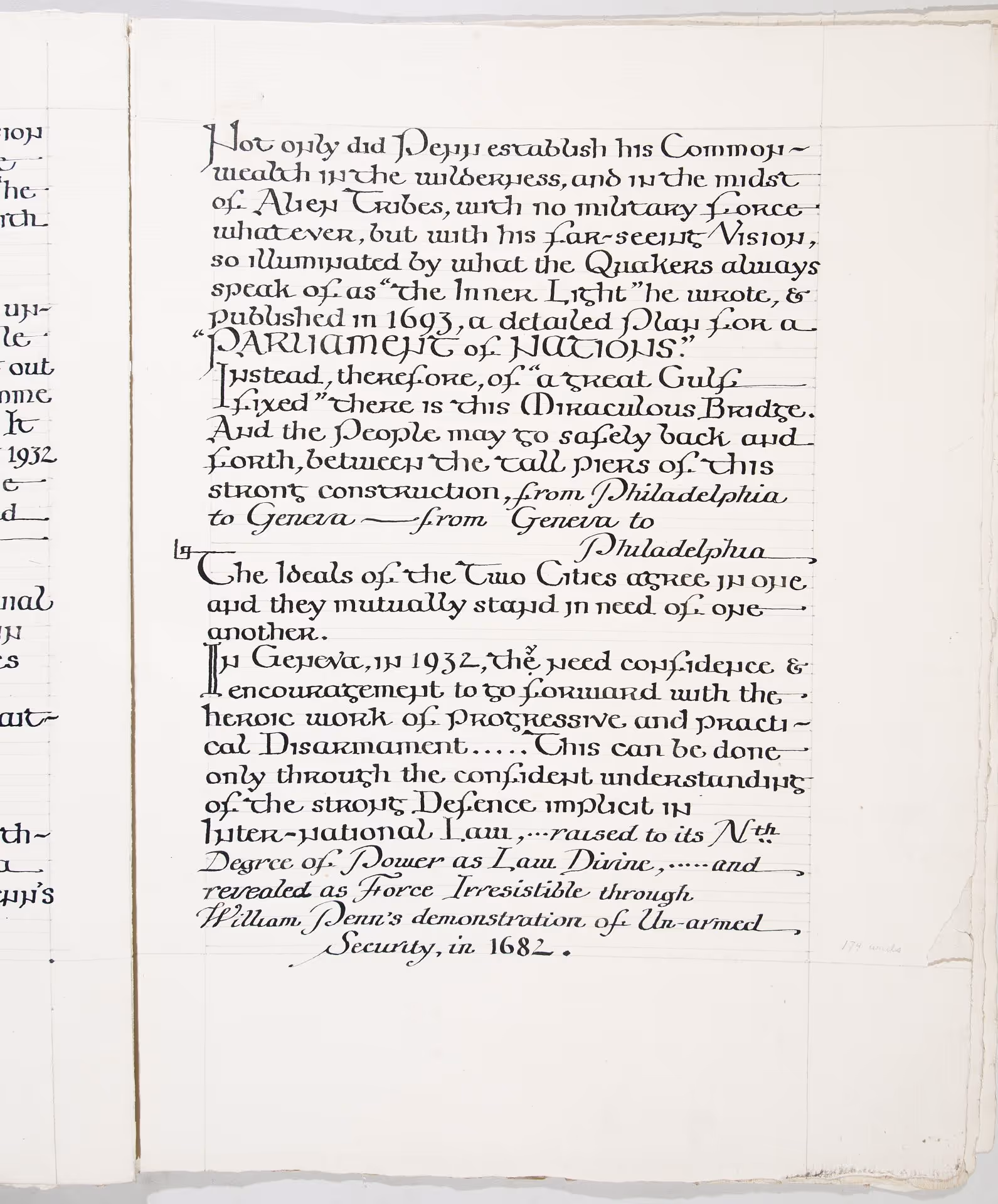 Illuminated text study of Page [4] Foreword (cont.) for Law Triumphant: The Opening of the Book of the Law and The Miracle of Geneva [Philadelphia, 1933]